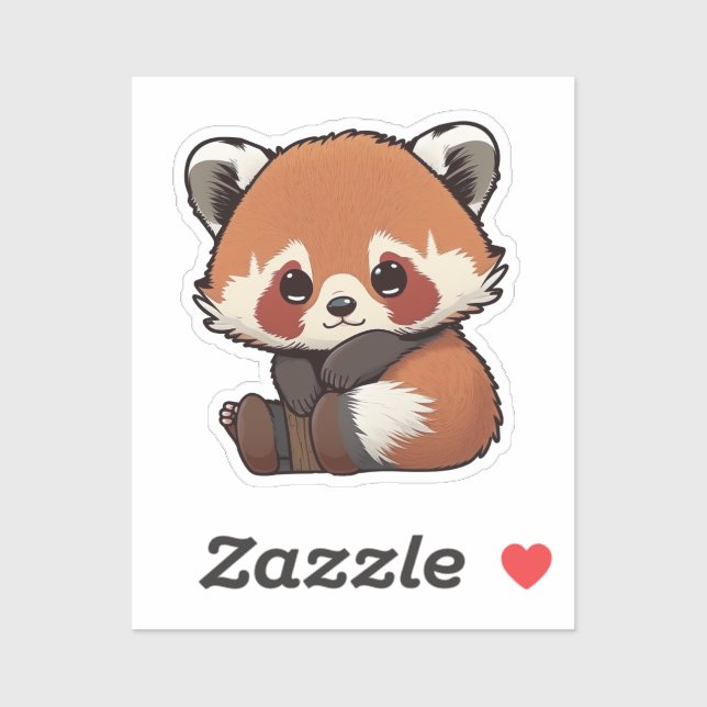 Sticker Illustration de panda rouge caricature (Feuille)