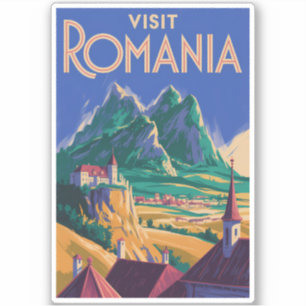 Sticker Illustration de paysage de Roumanie Art de voyage