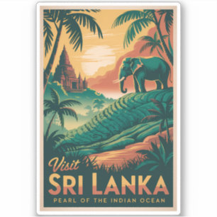 Sticker Illustration de paysage de Sri Lanka Art de voyage