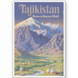 Sticker Illustration de paysage du Tadjikistan Art de voya