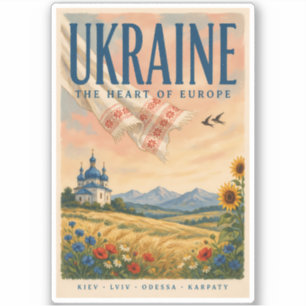 Sticker Illustration de paysage ukrainien de voyage