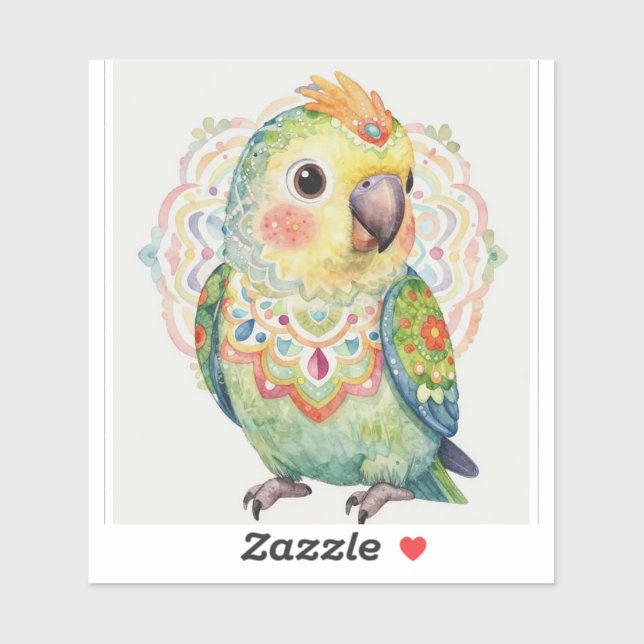 Sticker Illustration de perroquet d'art populaire décorati (Feuille)