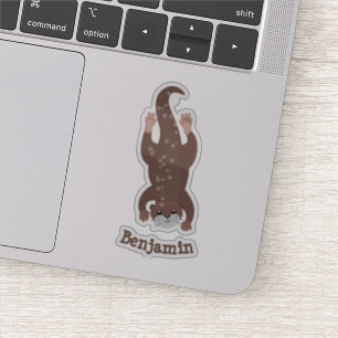 Sticker Illustration de plongée de loutre mignonne