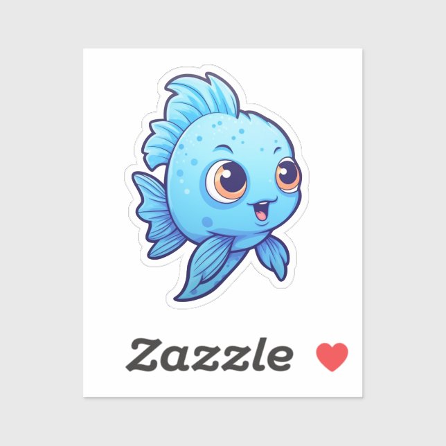 Sticker Illustration de poisson caricaturé (Feuille)