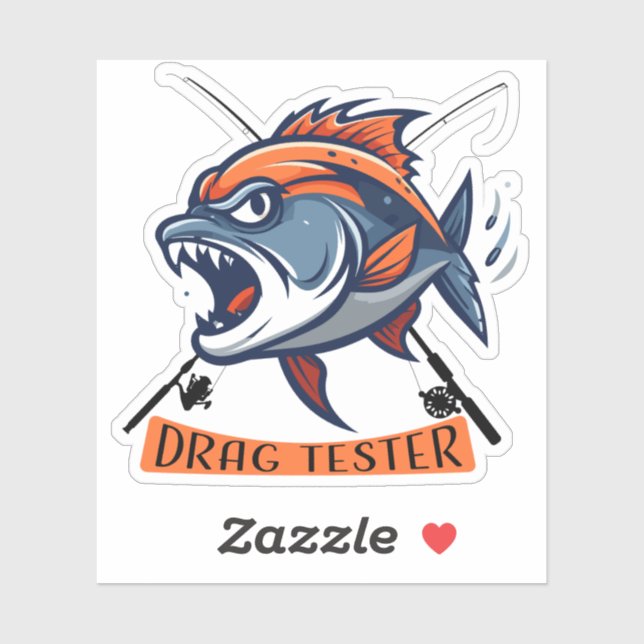 Sticker Illustration de poisson féroce "Testeur de Drag" (Feuille)