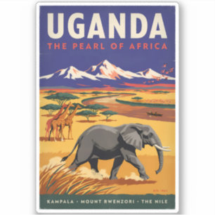 Sticker Illustration de safari en Ouganda Art de voyage vi
