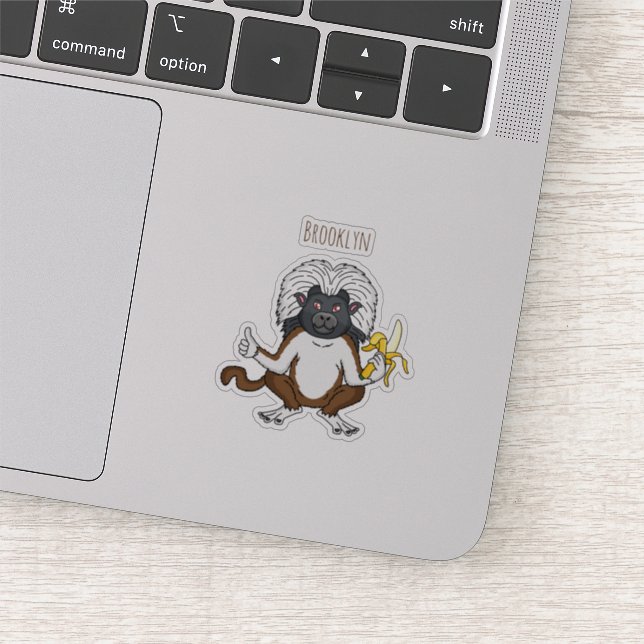 Sticker Illustration de singe Tamarin à tête de coton de s (Détail)
