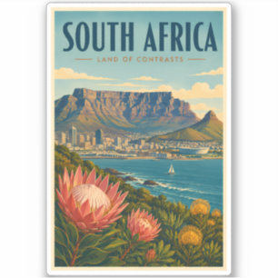 Sticker Illustration de Table Mountain en Afrique du Sud p