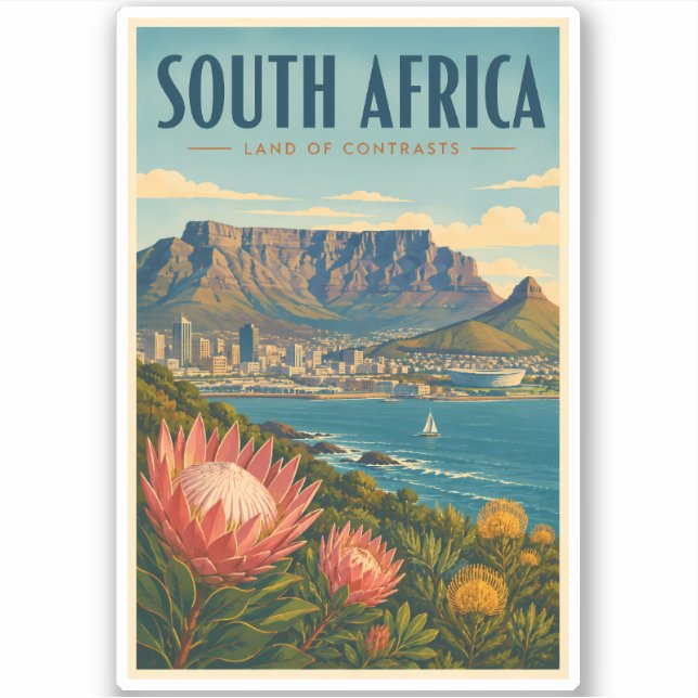 Sticker Illustration de Table Mountain en Afrique du Sud p (Devant)