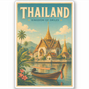 Sticker Illustration de temple thaïlandais Art de voyage v