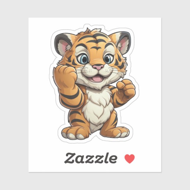 Sticker Illustration de tigre de dessin (Feuille)