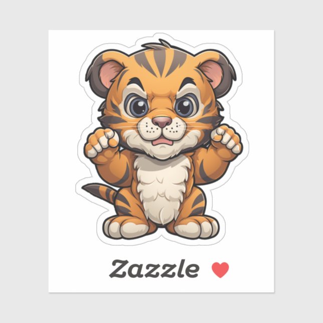 Sticker Illustration de tigre de dessin (Feuille)