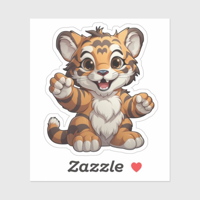 Sticker Illustration de tigre de dessin (Feuille)