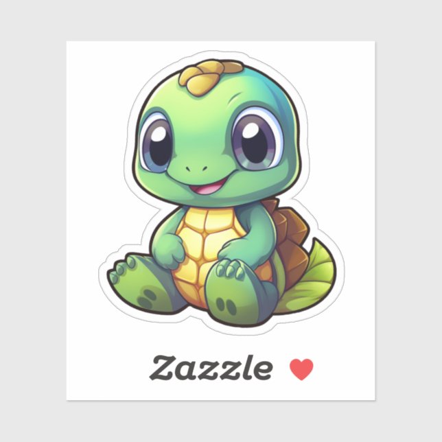 Sticker Illustration de tortue caricaturale (Feuille)
