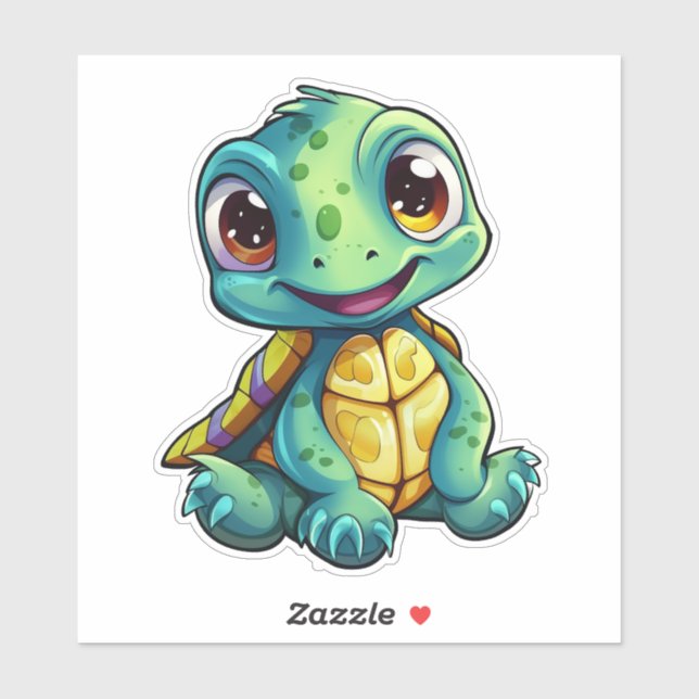 Sticker Illustration de tortue caricaturale (Feuille)