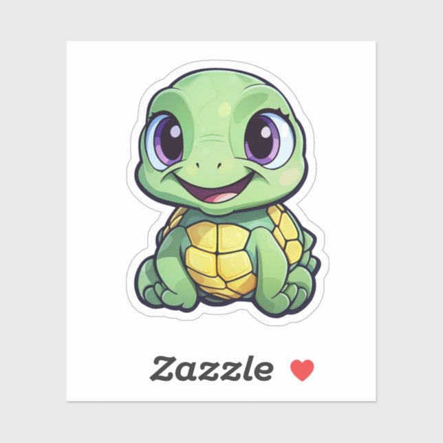 Sticker Illustration de tortue caricaturale (Feuille)