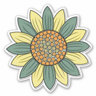 Sticker Illustration de tournesol Art rétro