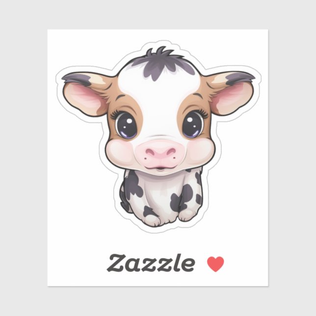 Sticker Illustration de vache caricaturale (Feuille)