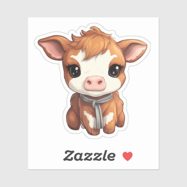 Sticker Illustration de vache caricaturale (Feuille)