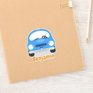 Sticker Illustration de voiture bleue Cute kawaii