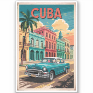 Sticker Illustration de voiture classique vintage Cuba Art
