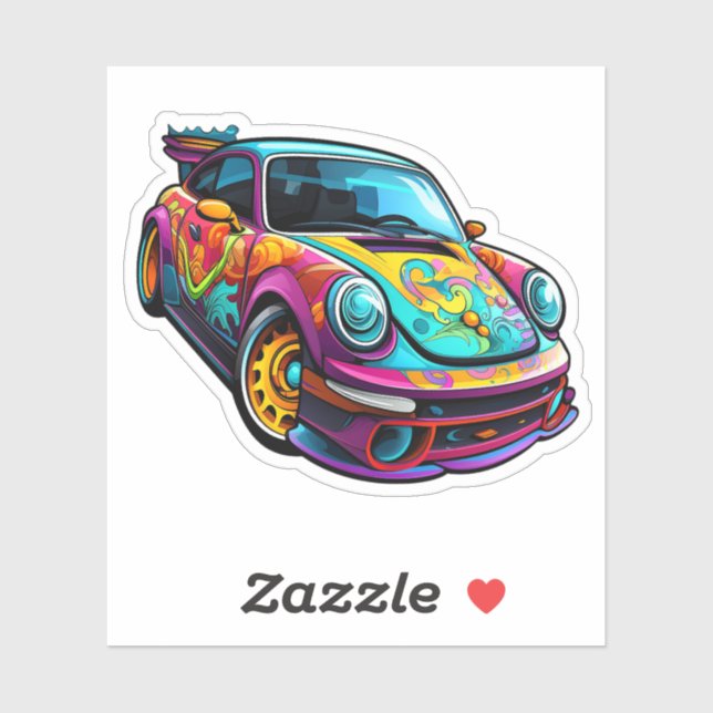Sticker Illustration de voiture de dessin (Feuille)
