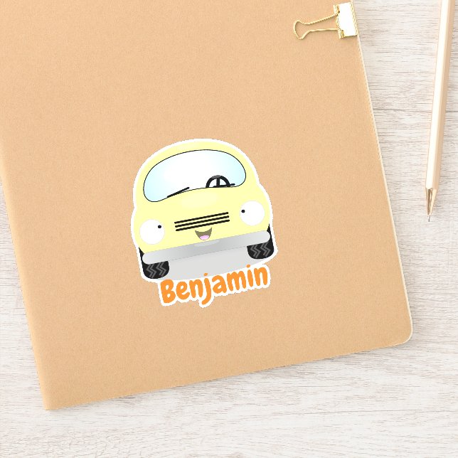 Sticker Illustration de voiture jaune Cute kawaii (Carnet)