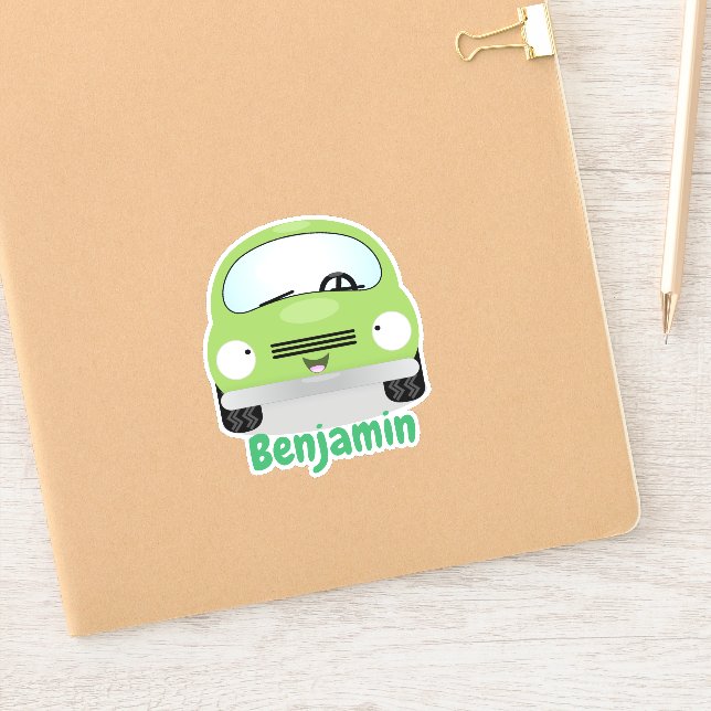Sticker Illustration de voiture verte Cute kawaii (Carnet)