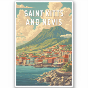 Sticker Illustration de voyage à Saint-Kitset-Nevis Art