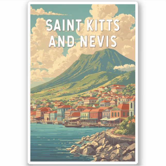 Sticker Illustration de voyage à Saint-Kitset-Nevis Art (Devant)
