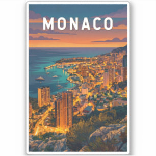 Sticker Illustration de voyage d'art vintage de Monaco