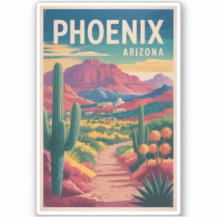 Sticker Illustration de voyage d'art vintage de Phoenix Ar