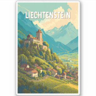 Sticker Illustration de voyage d'art vintage Liechtenstein
