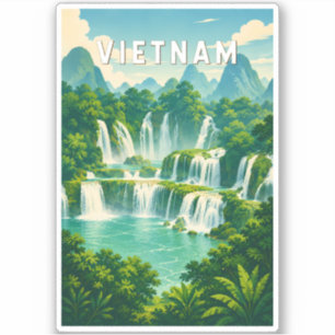 Sticker Illustration de voyage d'art vintage Vietnam