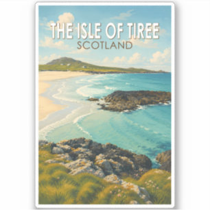 Sticker Illustration de voyage de l'île de Tiree en Écosse