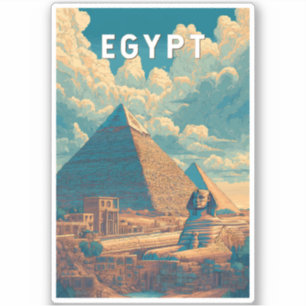 Sticker Illustration de voyage en Égypte Art vintage