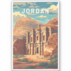Sticker Illustration de voyage en Jordanie vintage