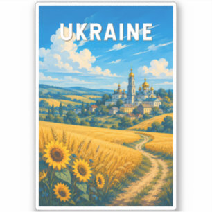 Sticker Illustration de voyage en Ukraine Art vintage