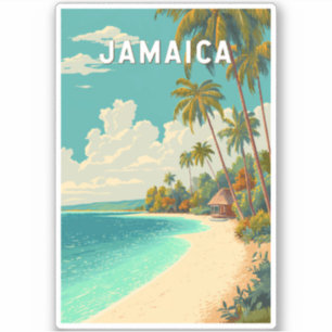 Sticker Illustration de voyage Jamaïque Art vintage