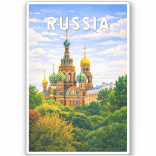 Sticker Illustration de voyage Russie Art vintage