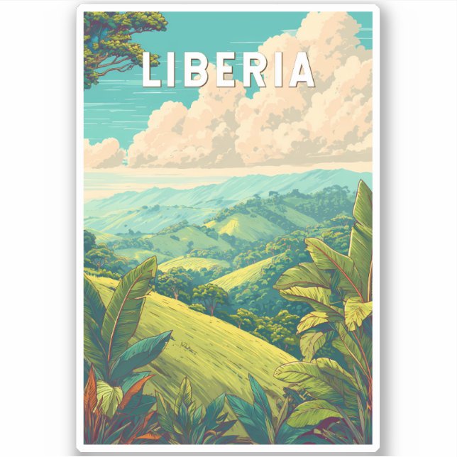 Sticker Illustration de voyage vintage au Liberia (Devant)