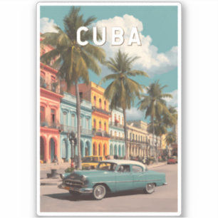 Sticker Illustration de voyage vintage Cuba
