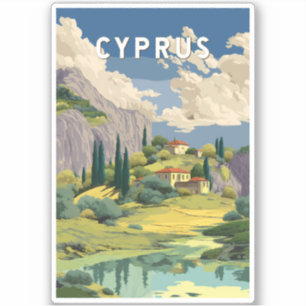 Sticker Illustration de voyage vintage de Chypre