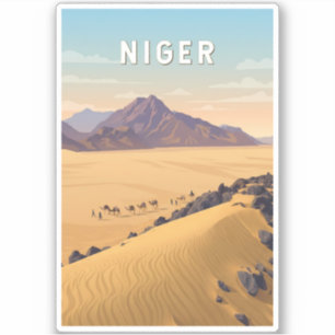 Sticker Illustration de voyage vintage du Niger