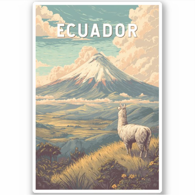 Sticker Illustration de voyage vintage Équateur (Devant)