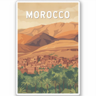 Sticker Illustration de voyage vintage Maroc