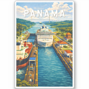 Sticker Illustration de voyage vintage Panama