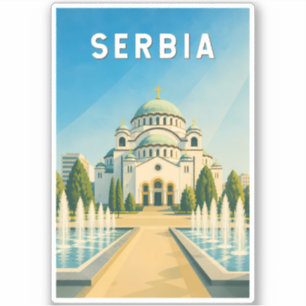 Sticker Illustration de voyage vintage sur la Serbie