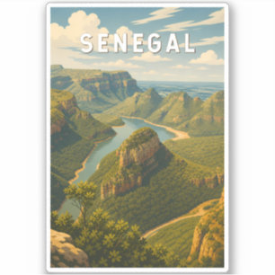 Sticker Illustration de voyage vintage sur le Sénégal