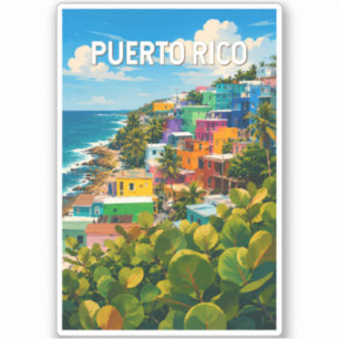 Sticker Illustration de voyage vintage sur Porto Rico